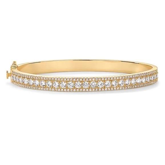 14K Gold Plated CZ Bangle Tennis Classic Love Cuff Bangle Bracelets - Picture 1 of 5